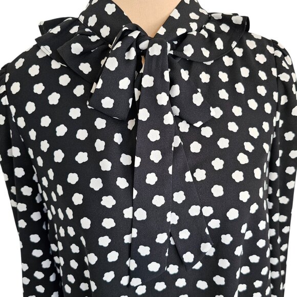 Kate Spade Cloud Dot White and Black Polka Dot Blouse Sz S - Picture 2 of 8